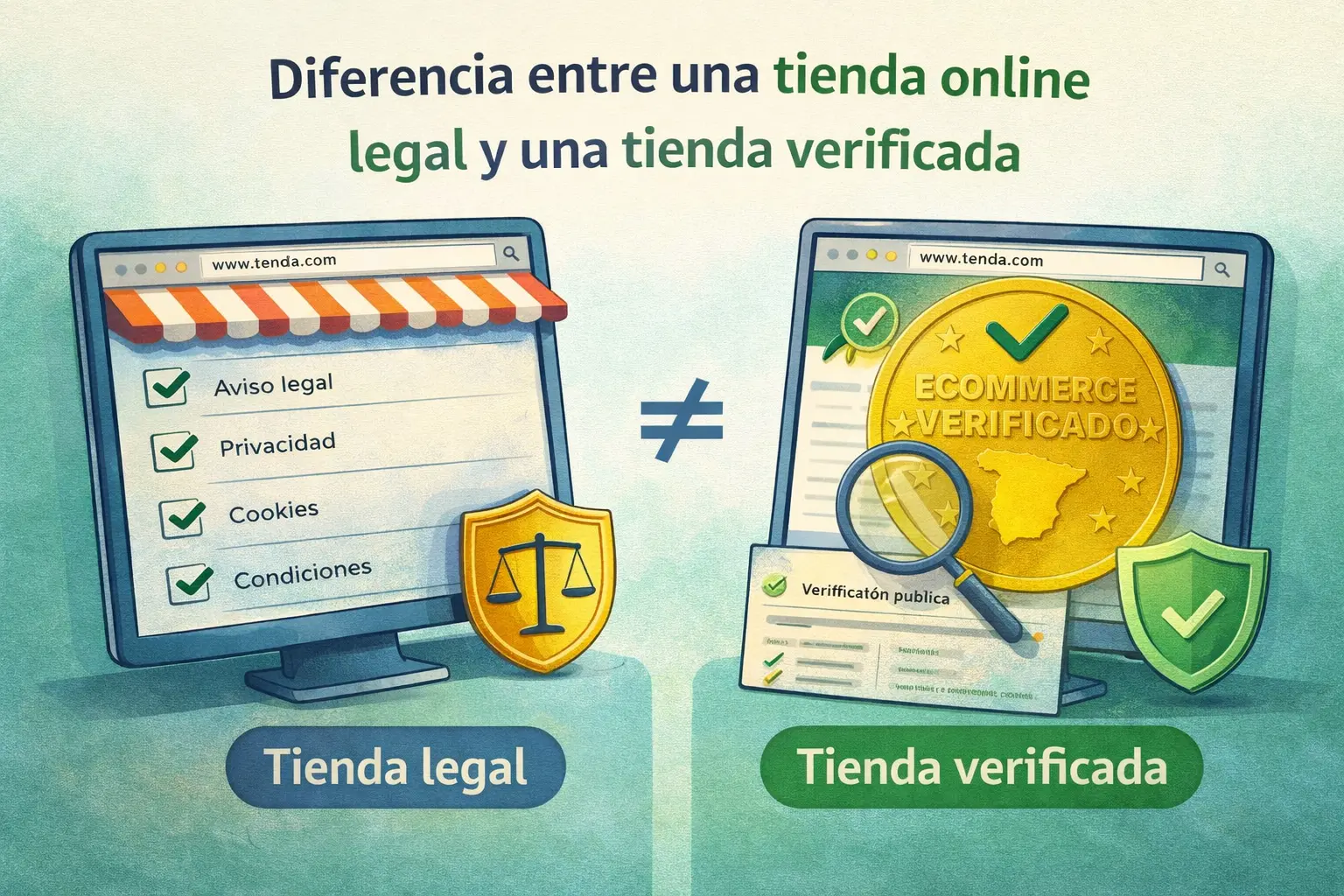 Diferencia entre una tienda online legal y una tienda verificada